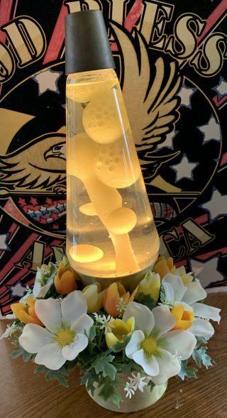Vintage,  1960s Lava Lamp,  Rare,  Mid Century,  Flowers Around The Base