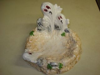 Vintage Coaster Halloween Ghost/graveyard Candy Dish Ceramic 8” 1994 N
