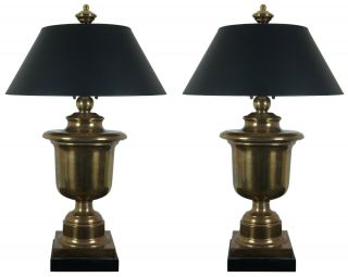 2 Vintage Chapman Traditional Brass Classic Urn Table Lamps Trophy Pair 36 "