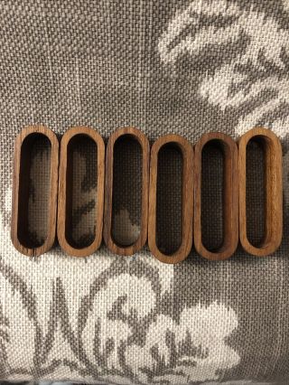 Estate Find Set 6 Vintage Mid Century Modern Teak Wood Napkin Holder Rings