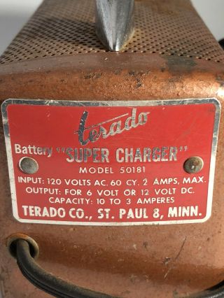 Antique Vintage Terado Battery “ CHARGER” model 50131 6/12 Volt 3