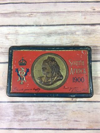 Vintage Queen Victoria Chocolate Tin South Africa Boer War 1900 2