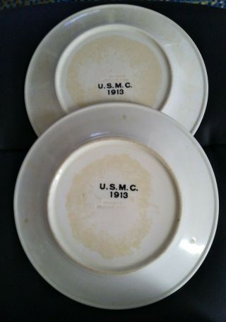 2 Usmc 1913 Maddock American China White Stoneware Plates Wwi?