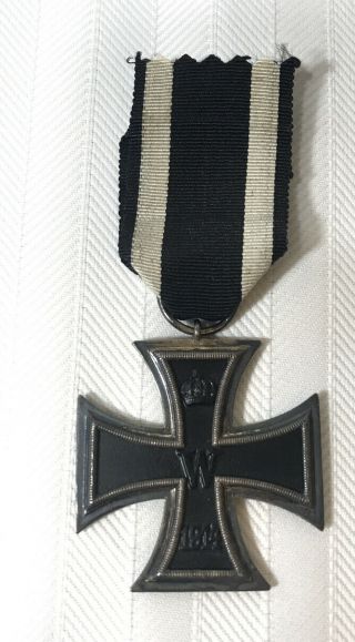 Ww1 German Iron Cross With Ribbon - 2nd Class Ek Ii 1914 - 1918