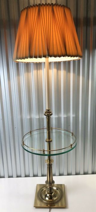 Stiffel Brass & Glass Table Floor Lamp Vintage