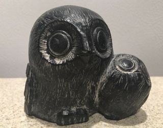 A Wolf Owl and Owlet baby hand made Canada black 2