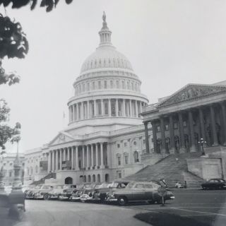 Vintage 1950s Black And White Photo Us Capitol Building Washington Dc 3.  5 X 3.  5