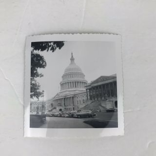 Vintage 1950s Black and White Photo US Capitol Building Washington DC 3.  5 x 3.  5 2