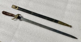 Antique German Prussian Kaiser Hunting Short Sword Etched Blade Ww1 Era