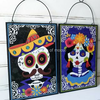 Dia De Los Muertos / Day Of The Dead,  Sugar Skull Wall Decor,  Bride & Groom