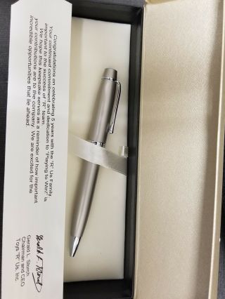 Very Rare Toy R Us 5 Year Employment Pen With Case And Message From Ceo