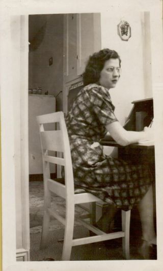 Vintage Photograph 1940s Woman Candid Secretary Desk Office Writing