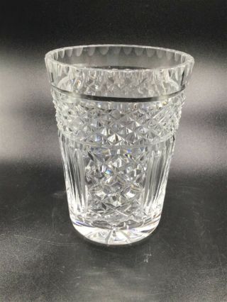 Large Barrel Shape Vintage Press Crystal Glass Flower Vase 6” Tall