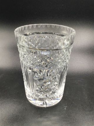Large Barrel Shape Vintage Press Crystal Glass Flower Vase 6” Tall 2