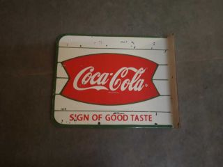 Porcelain Coca Cola Enamel Sign Size 18 " X 15 " Inches Double Sided Flange