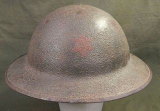 Wwi U.  S.  Army,  British Brodie Combat Helmet,  6th Division Painted Insig