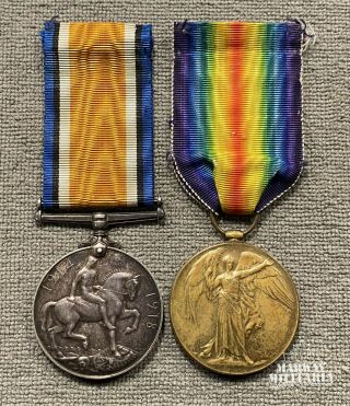 Ww1 War & Victory Medal Pair,  Pte.  Biscoby,  49th Edmonton Battalion (inv 24228)