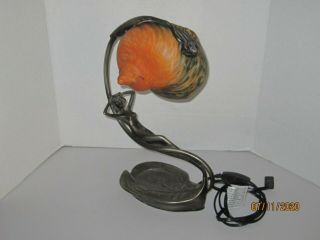 Vintage Mermaid Art Deco Accent Lamp With Glass Sea Shell Shade
