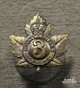 Ww1 Cef 3rd Mounted Rifles,  Medicine Hat Cap Badge (inv 24133)