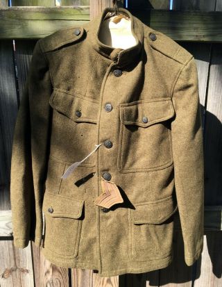 Vintage Wwi Us Army 1918 Wool Jacket Tunic With Signal Corps Collar Disc