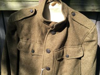 Vintage WWI US Army 1918 Wool Jacket Tunic With Signal Corps Collar Disc 2