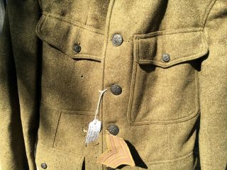 Vintage WWI US Army 1918 Wool Jacket Tunic With Signal Corps Collar Disc 3