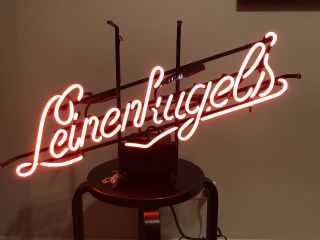 Leinenkugels Beer Red Glass Neon Light Sign with Pull Cord 3