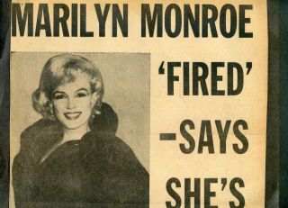 Vintage York Post Newspaper Front Page June 7,  1962 Marilyn Monroe 