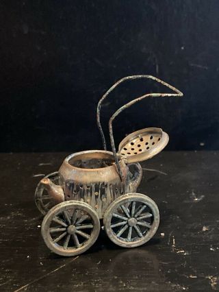 Miniature Patina Baby Buggy - W0w - Steampunk Halloween Shabby Chic - 1/12 Scale