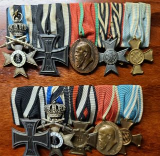 Wwi German Iron Cross Bavarian Military Merit 2nd Swords Crown 5 Place Medal Bar