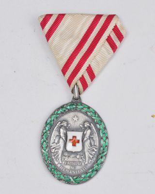 Austria,  Silver Red Cross Medal With War Decoration,  Wreath