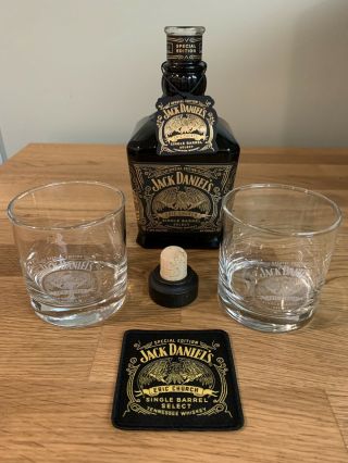 Eric Church Jack Daniels Special Edition Empty Bottle With 2 Glasses And Patch