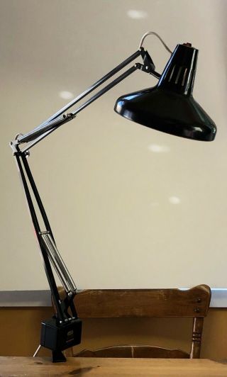 Vintage Luxo Color Correct Black Industrial Desk Light Lamp Swing Arm
