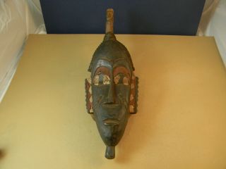 Hand Carved African Wood Spirit Mask From Ghana,  Painted Features,  16 "