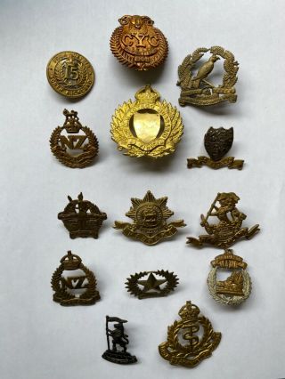 Selection Of King’s Crown Zealand Army Cap And Collar Badges Nz Anzac