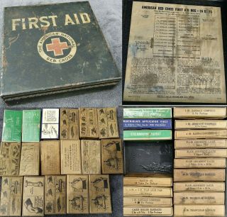 Vintage Military First Aid Kit The American National Red Cross 9j10 Metal Case