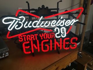 22”x15” Budweiser Start Your Engines 29 Neon Red/white