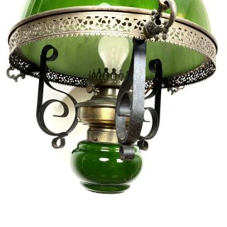 Vintage Hanging Hurricane Light Green Lamp 9104 2
