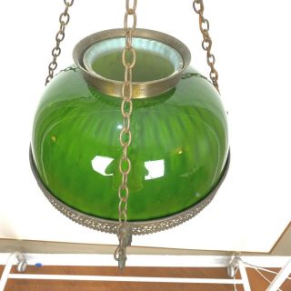 Vintage Hanging Hurricane Light Green Lamp 9104 3