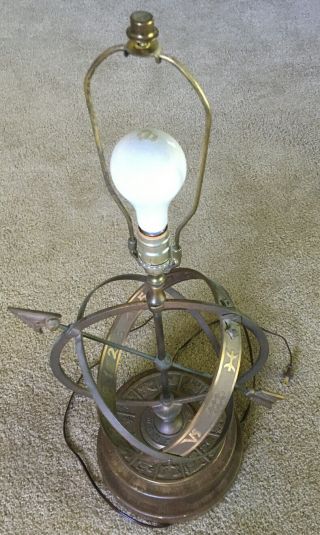 Frederick Cooper Vintage Bronze Armillary Zodiac Table Lamp