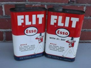 2 Esso Flit Cans 1940 