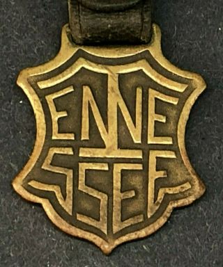 Wwi 1919 Uss Tennessee Battleship Launching Badge Brass Fob Medal Leather Award