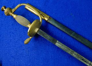 German Germany Antique Ww1 Engraved Court Sword W/ Scabbard