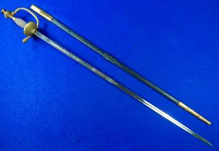 German Germany Antique WW1 Engraved Court Sword w/ Scabbard 2