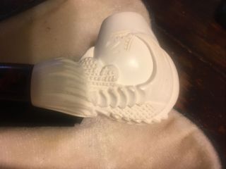 Vtg Carved Meerschaum Pipe With Case 2