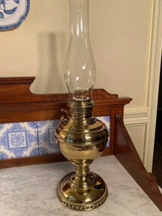 Edward Miller " Juno No.  2 " Brass Finish Center Draft Oil Kerosene Lamp