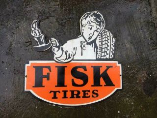 Porcelain Fisk Tires Sign Size 18 " X 18 " Inches