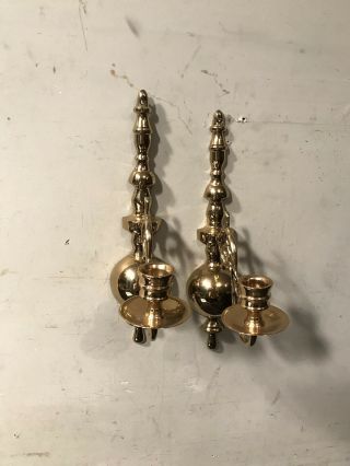 Vintage Virginia Metalcrafters Williamsburg Style Brass Ball Candle Wall Sconces