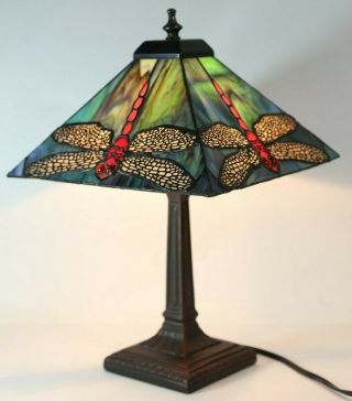 Meyda Tiffany Stained Art Glass Prairie Dragonfly Table Lamp