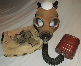 Ww2 Canadian Military Gas Mask Respirator Size Medium C - W/ Rare 1940 Early Bag